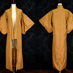 Vintage Gold Plaid Komon Kimono